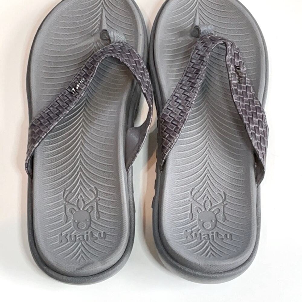 Kuailu Yoga Flip Flops Gray & Purple Arch Support Thong Sandals Size 8 NWOT - Picture 3 of 6